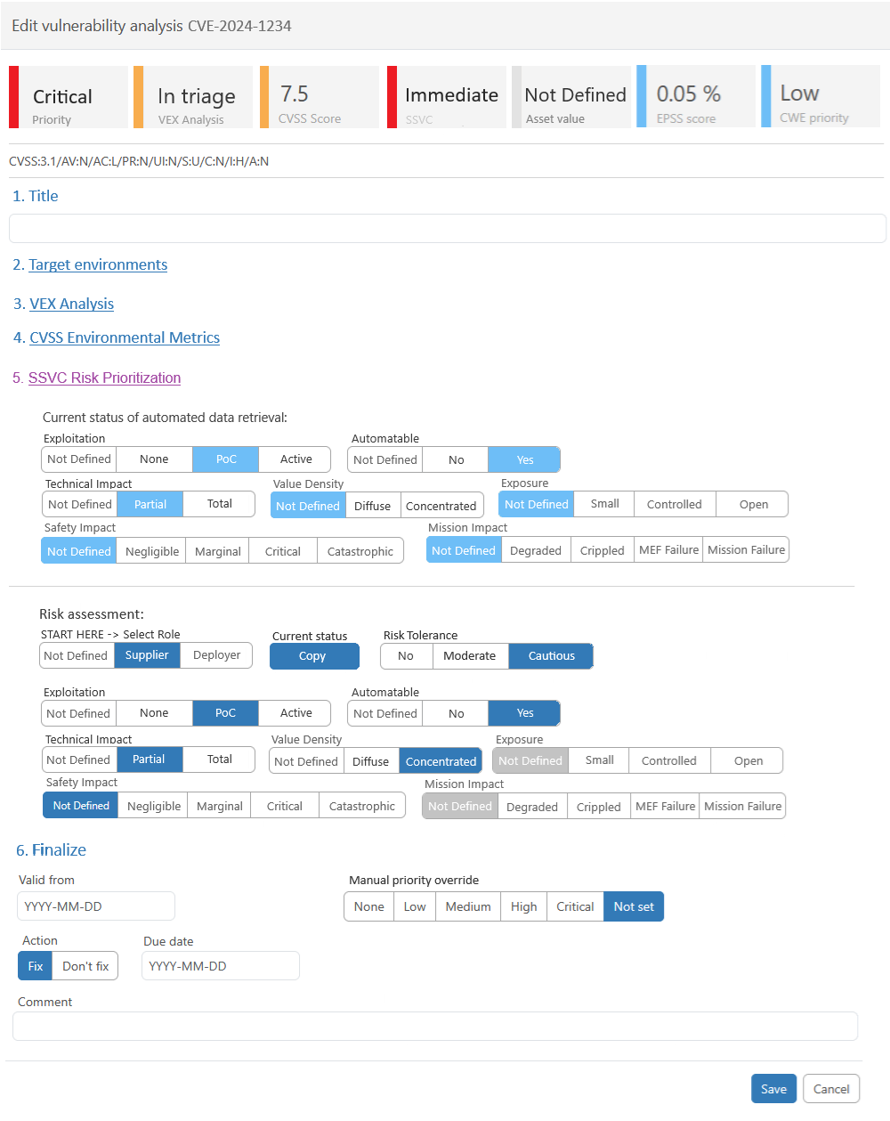 Np Ssvc SSVC Risk Prioritization - USER MANUAL - SBOM Central & MAIA